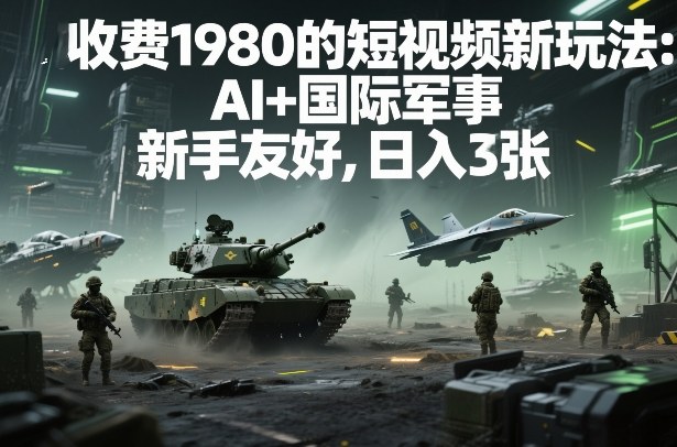 外面收费1980的短视频新玩法：AI+国际军事，新手友好，日入3张+【附详细教程】-龙部落