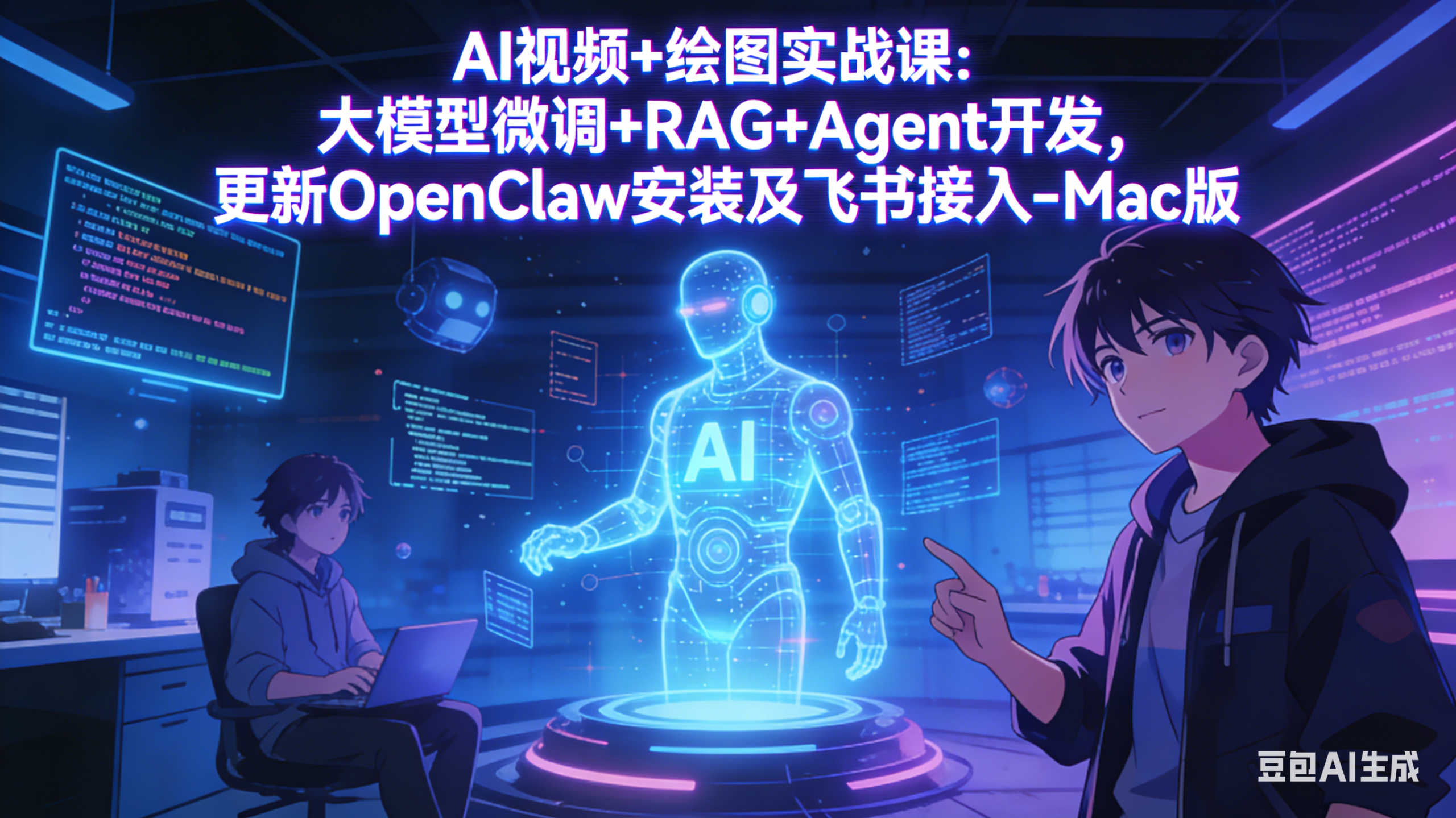 AI视频+绘图实战课：大模型微调+RAG+Agent开发，更新OpenClaw安装及飞书接入-Mac版-龙部落