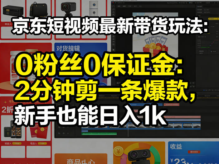 京东短视频最新带货玩法，0粉丝0保证金，2分钟剪一条爆款，新手也能日入1k+【揭秘】-龙部落